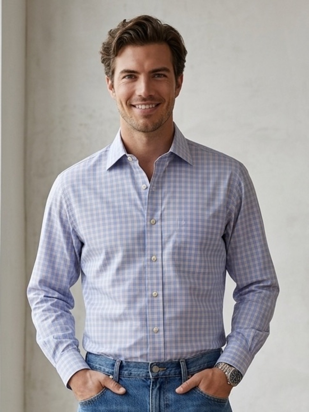 Brooks Brothers Plaid Non Iron Cotton Check Dress Shirt Classic Regular Fit